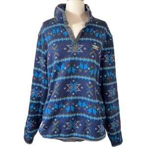 L.L. Bean 1/4 Snap-T Pullover Sweater Nordic Fair Isle Fleece Pullover Jacket